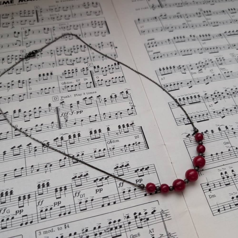 Vintage Red Beaded Necklace